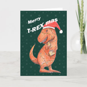 Carte Dinosaur Noël Funny T-Rex alternatifs vacances