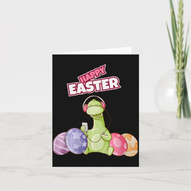 Carte Dinosaur Say Happy Easter Premium Tri-blend  (Devant)