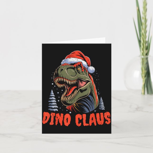 Carte Dinosaur T-rex Christmas Tree Dino Claus Pajamas X (Devant)