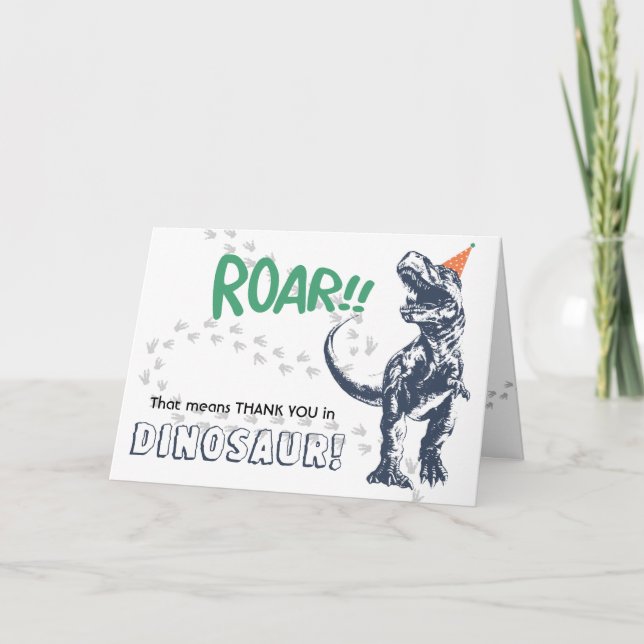 Carte Dinosaur T-Rex en Casquette de parti Anniversaire  (Devant)