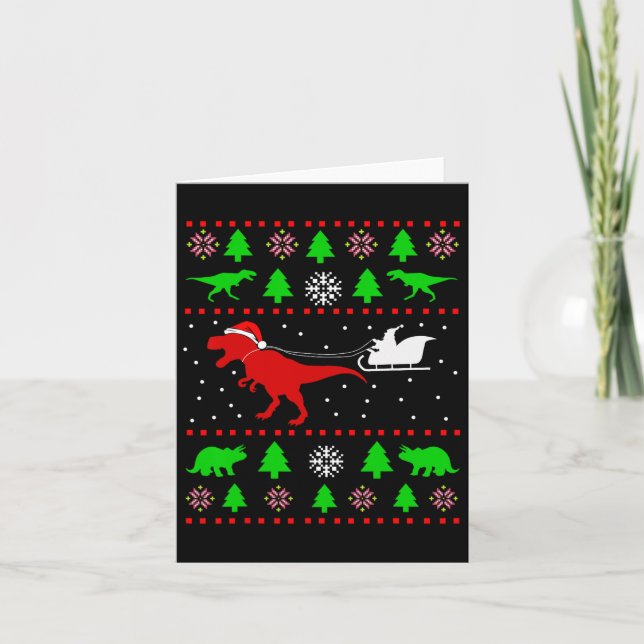 Carte Dinosaur Vilain Noël Pour Adultes Enfants (Devant)