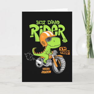 Carte Dinosaure chevauchant une moto