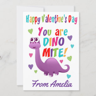 Carte Dinosaure Dinomite Valentines Jour Purple Kids