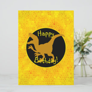 Carte Dinosaure D'Or Cachez Un Joyeux Anniversaire !