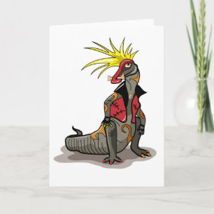 Carte Dinosaure Hadrosaurus Habillé Comme Un Punk.