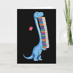 Carte Dinosaure qui porte un livre en lisant Dino 