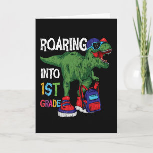 Carte Dinosaure rugissant en 1re année Cadeau de rentrée