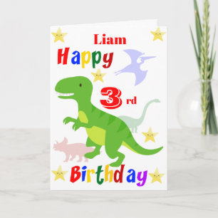 Carte Dinosaure Vert 3e anniversaire