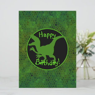 Carte Dinosaure Vert Cachez Un Joyeux Anniversaire !