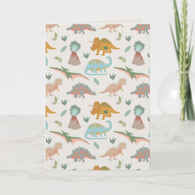 Carte Dinosaures Enfants Motif De Dinosaure Boho Dessiné (Devant)