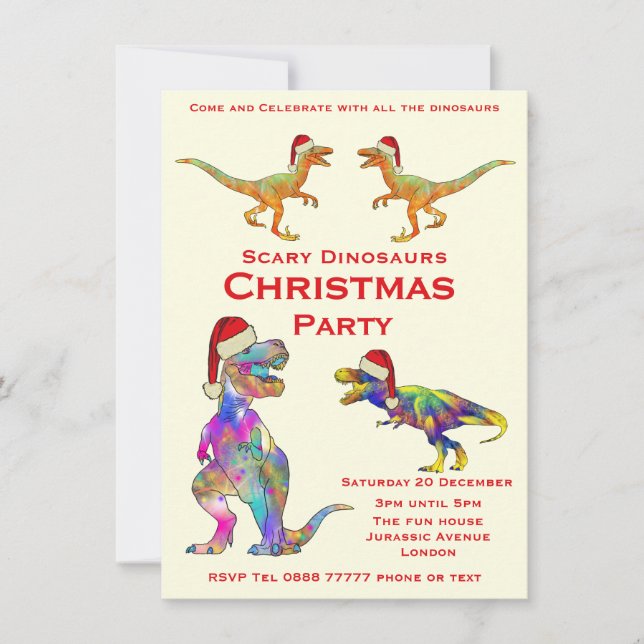 Carte Dinosaures Rapporteur T Rex Scary Enfants Fête de  (Devant)