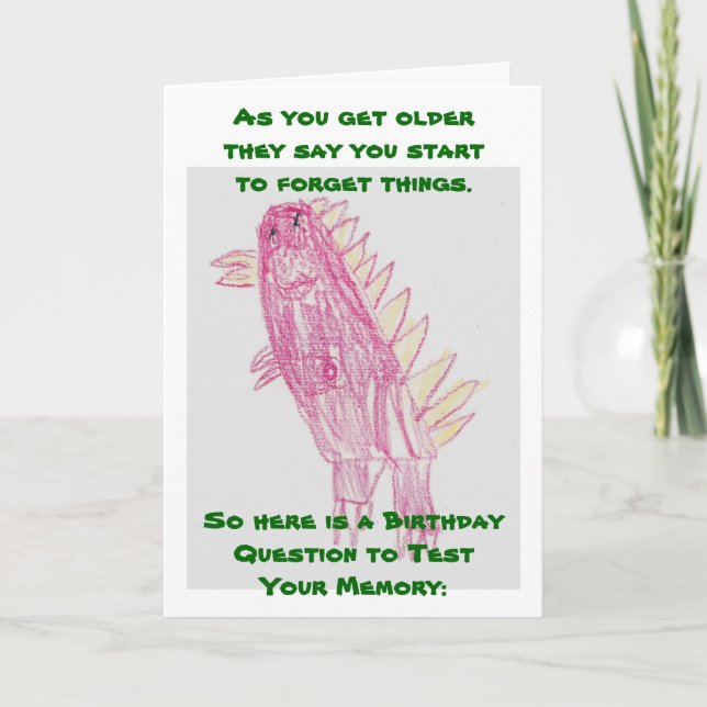 Carte Dinosaures roses Quiz d'anniversaire (Devant)