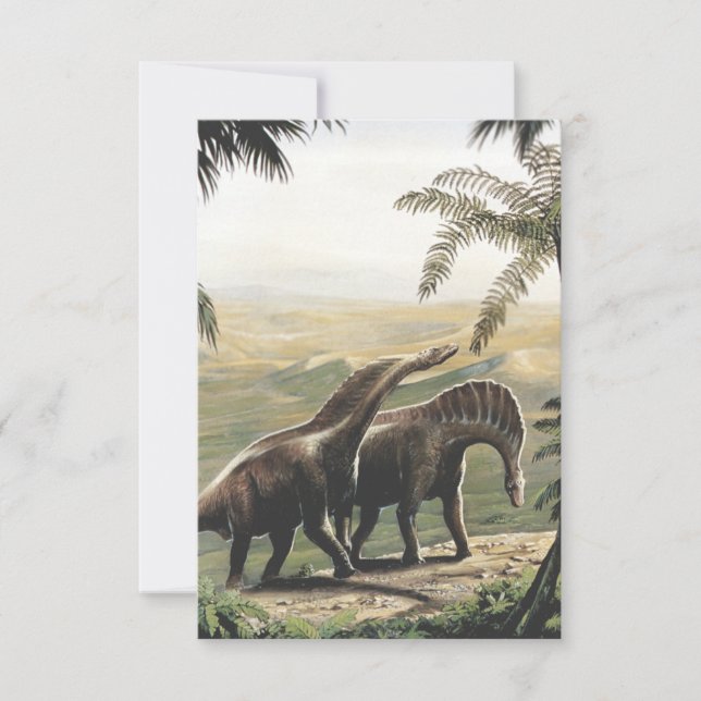 Carte Dinosaures vintages, Amargasaurus aux palmiers (Devant)