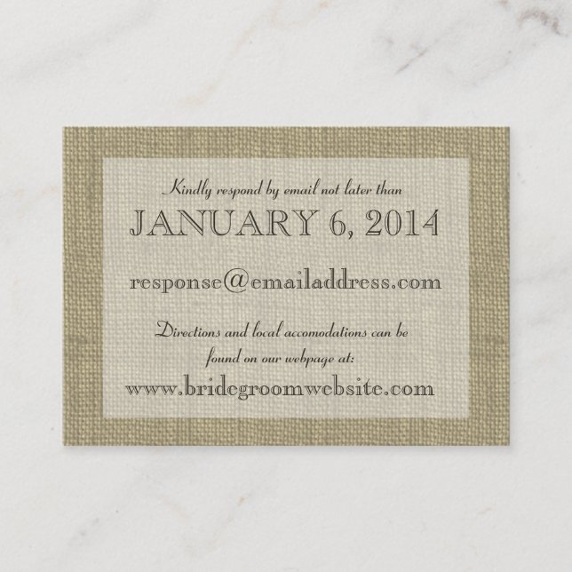 Carte d'insertion d'apparence de Burlap (Devant)