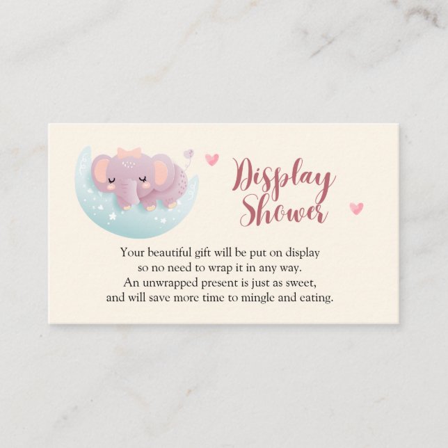 Carte d'insertion de Baby shower d'affichage Eléph (Devant)