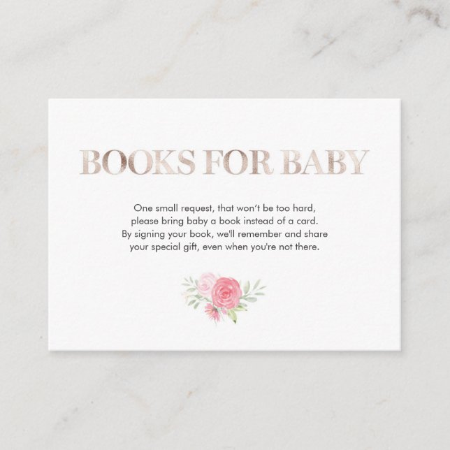 Carte d'insertion de Baby shower Floral Blush or r (Devant)