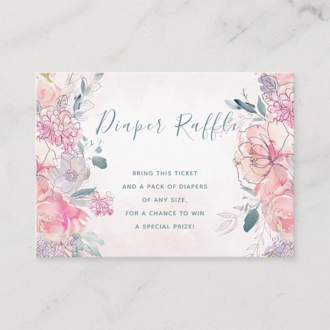 Carte d'insertion de baby shower rose de tombola d (Devant)