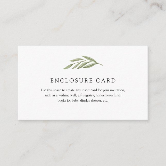 Carte d'insertion de branche de verdure unique (Devant)