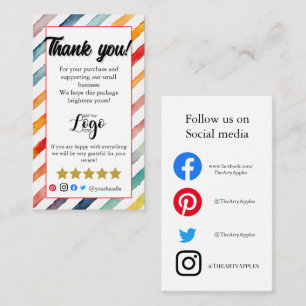 Carte d'insertion de commande de Merci personnalis