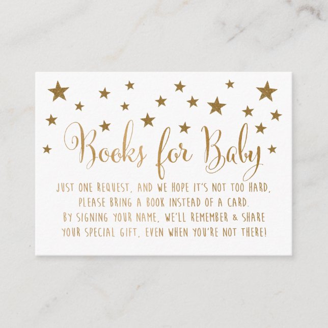 Carte d'insertion de demande de livre Gold Stars (Devant)