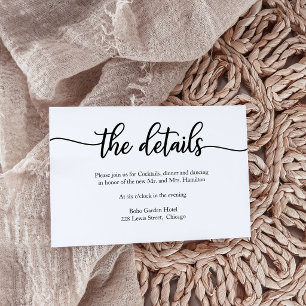 Carte d'insertion de détails de mariage minimalist