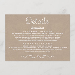 Carte d'insertion de détails mariage   Rustic Coun