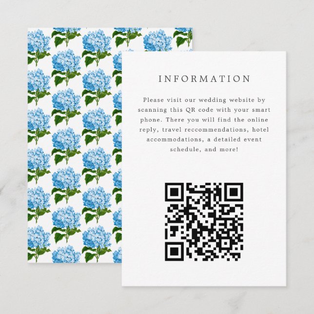 Carte d'insertion de Faire-part de mariage Blue Hy (Devant / Derrière)