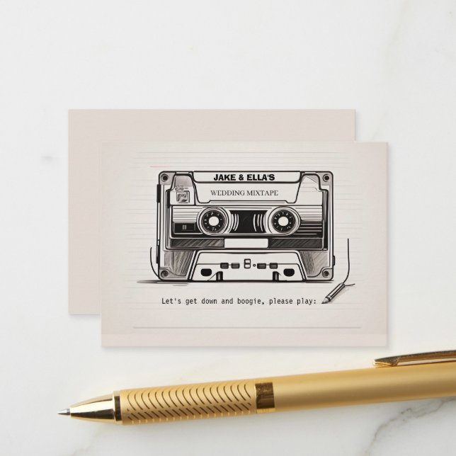 Carte d'insertion de la demande de chansons rétro  (Devant/Arrière en situation)