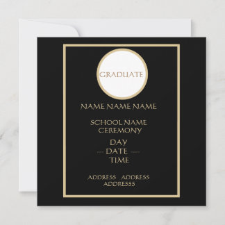 CARTE D'INSERTION DE LA GRADUATION NOIRE ET OR