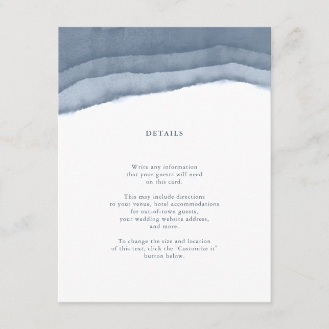 Carte d'insertion de mariage à l'aquarelle dégradé (Devant)