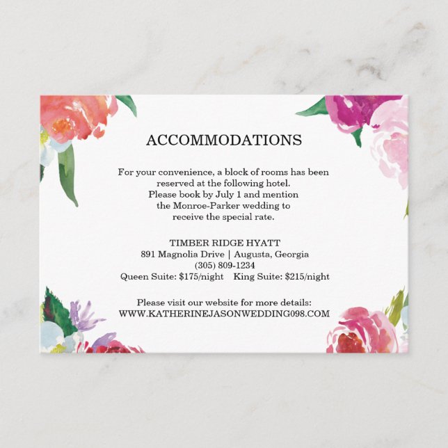 Carte d'insertion de Mariage d'aquarelle florale m (Devant)