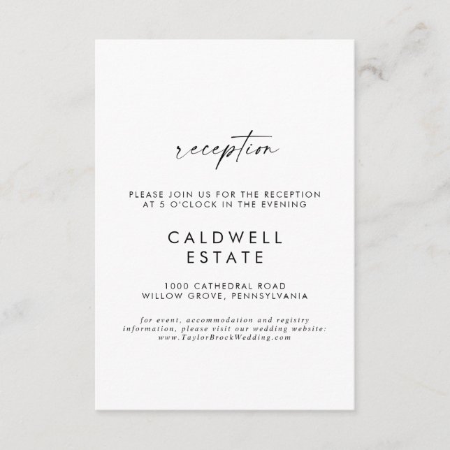 Carte d'insertion de mariage de script moderne (Devant)