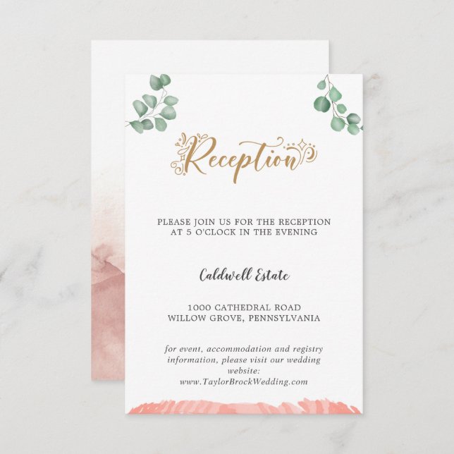 Carte d'insertion de mariage Gold Greenery (Devant / Derrière)