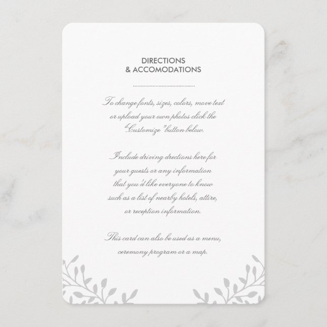 Carte d'insertion de mariage Secret Garden (Devant)