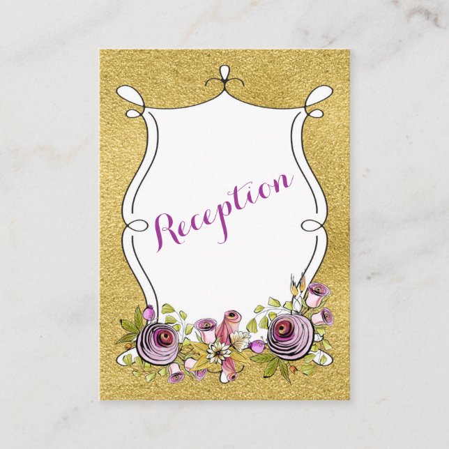 Carte d'insertion de Mariage Whimsical | FAUX Gold (Devant)