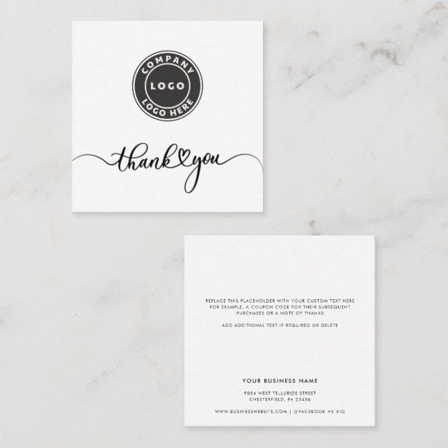 Carte d'insertion de Merci d'entreprise simple et  (Devant / Derrière)