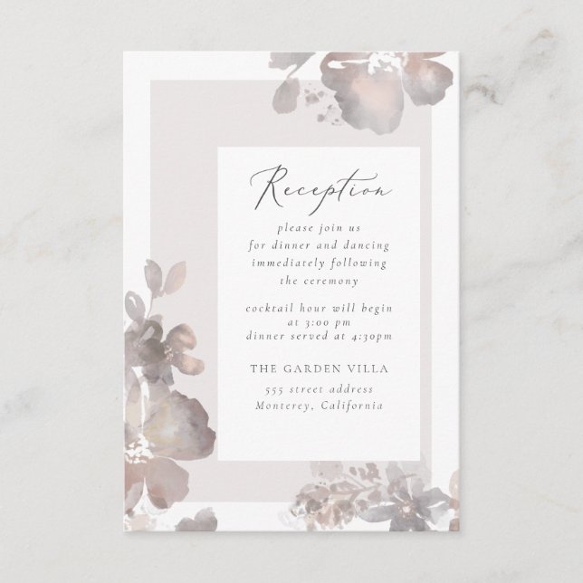 Carte d'insertion de réception Romance fleur sauva (Devant)