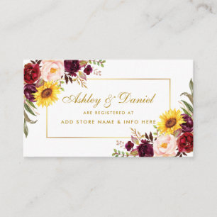 Carte d'insertion de registre de Mariage floral aq