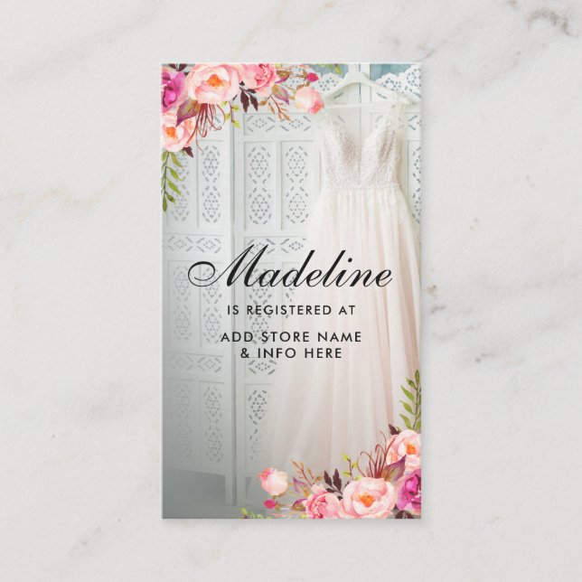 Carte d'insertion de registre floral rose Fête des (Devant)