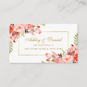 Carte d'insertion de registre mariage Coral Gold
