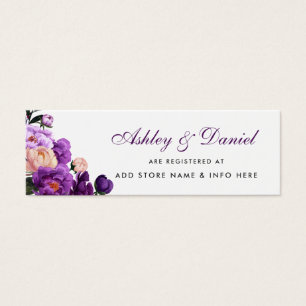 Carte d'insertion de registre violet mariage