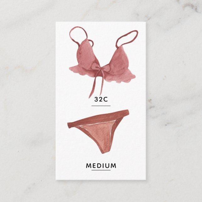Carte d'insertion de taille de lingerie (Devant)