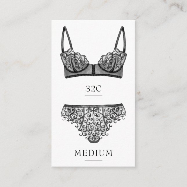 Carte d'insertion de taille de lingerie noire (Devant)
