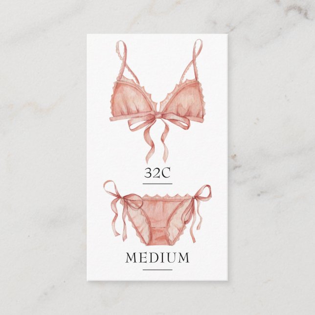 Carte d'insertion de taille de lingerie rose frile (Devant)