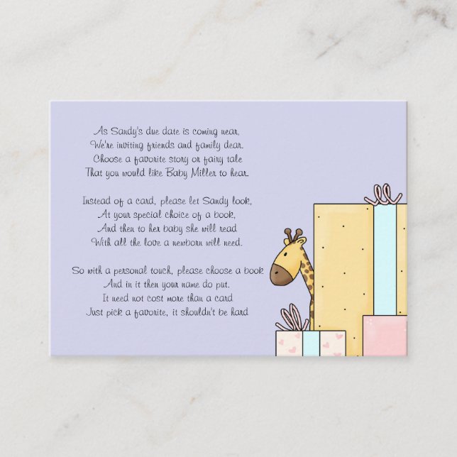 Carte d'insertion du carnet de baby showers (Devant)