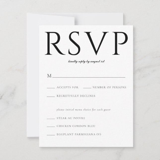 Carte d'insertion Gras Serif Classic RSVP (Devant)