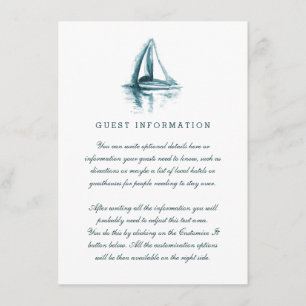 Carte d'insertion Mariage de bateau à voile Waterc