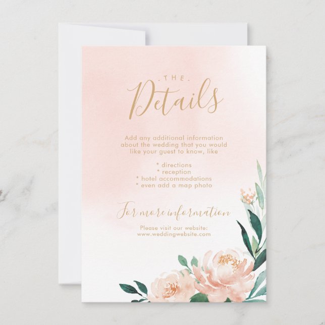 Carte d'insertion mariage florale romantique (Devant)