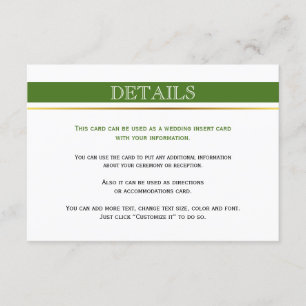 Carte d'insertion mariage or à rayures blanches et