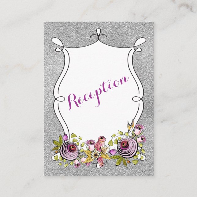 Carte d'insertion mariage | Plum FAUX Silver Foil  (Devant)